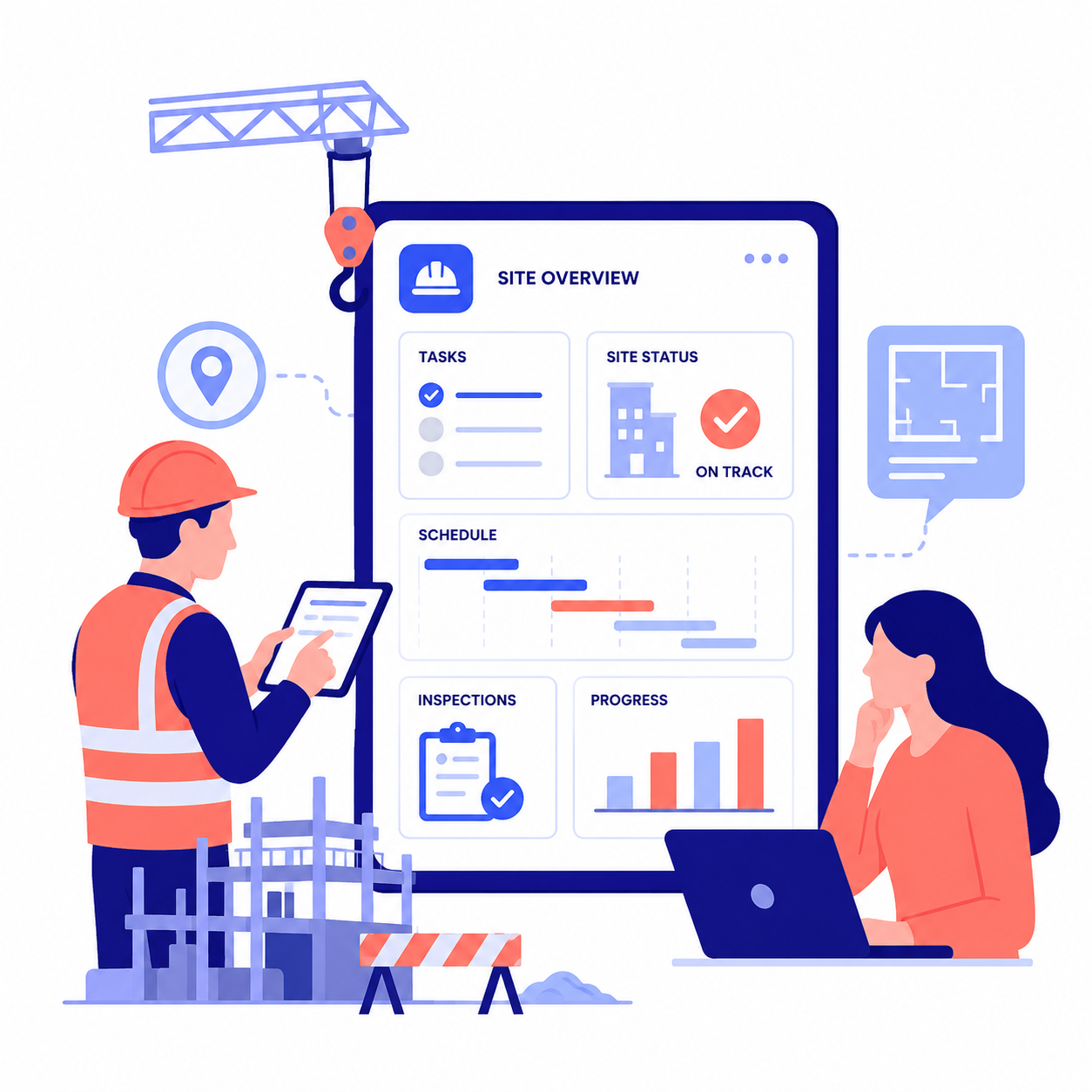 Vector illustration of construction and field operations support