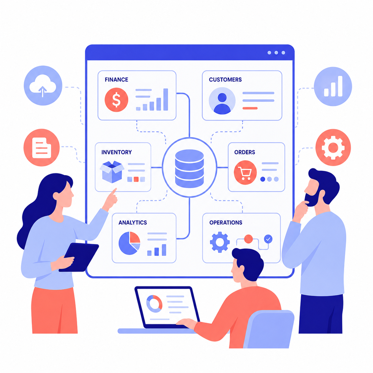 Vector illustration of integrated business systems